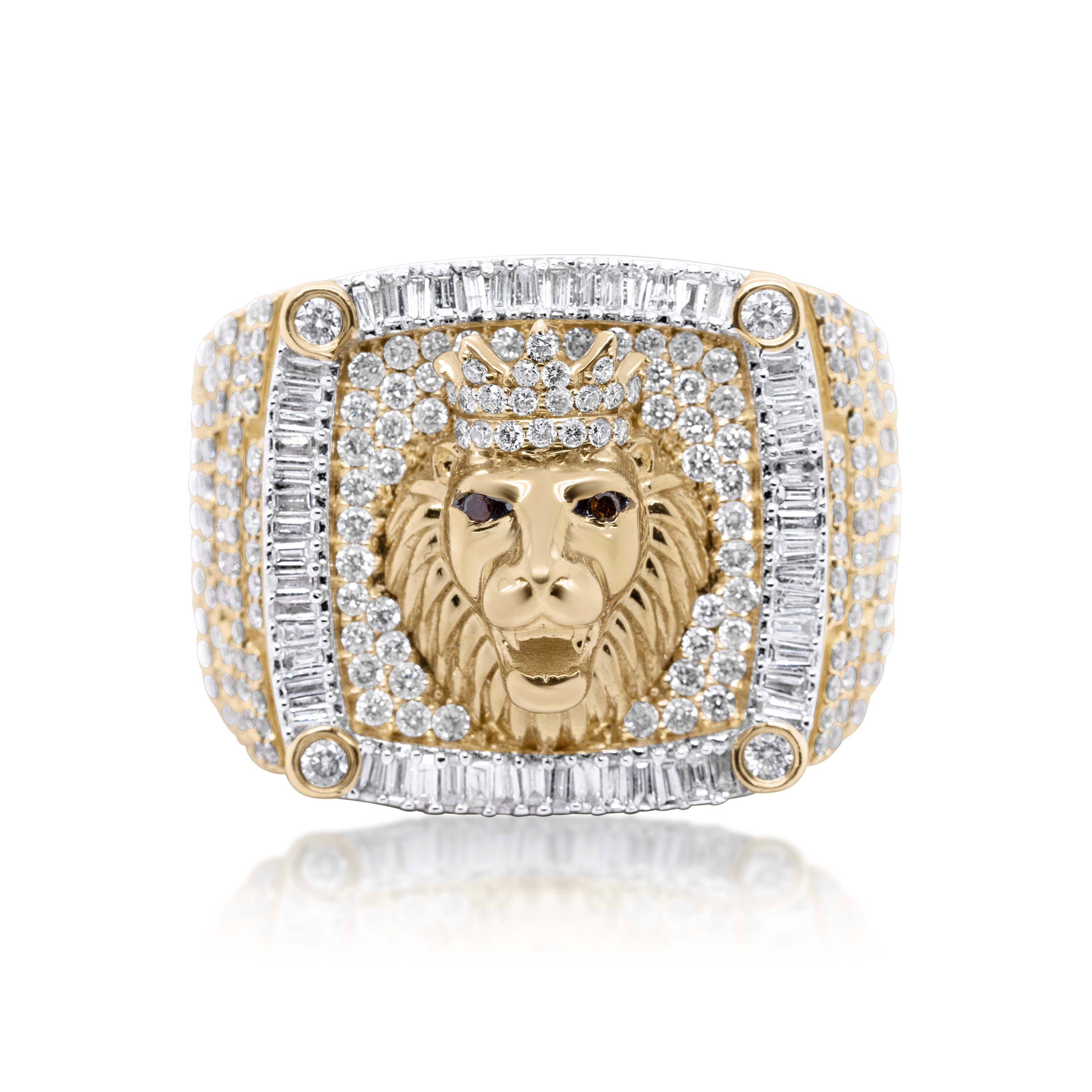 Diamond Lion Head Ring 2.20 ct. 10K Yellow Gold